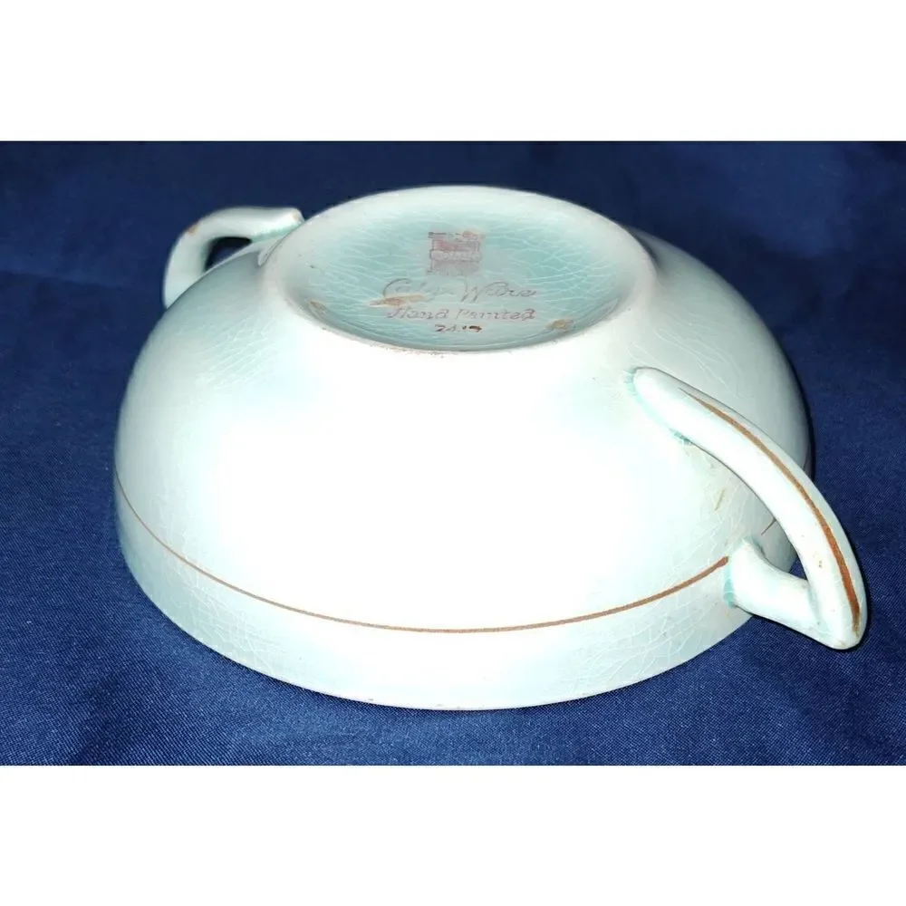 Vintage Adams England Calyx Ware dish Double handled. 4.75